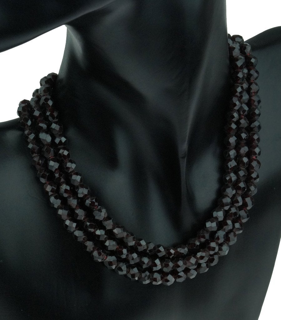 Granaat antieke ketting fraai 14k slot goud zilver robuust, Ophalen of Verzenden, Goud, Ketting, Met edelsteen