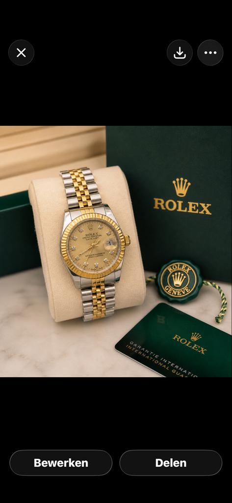 Rolex Datejust 1 op 1 - Zo goed als nieuw, Sieraden, Tassen en Uiterlijk, Horloges | Dames, Rolex, Polshorloge, Ophalen of Verzenden