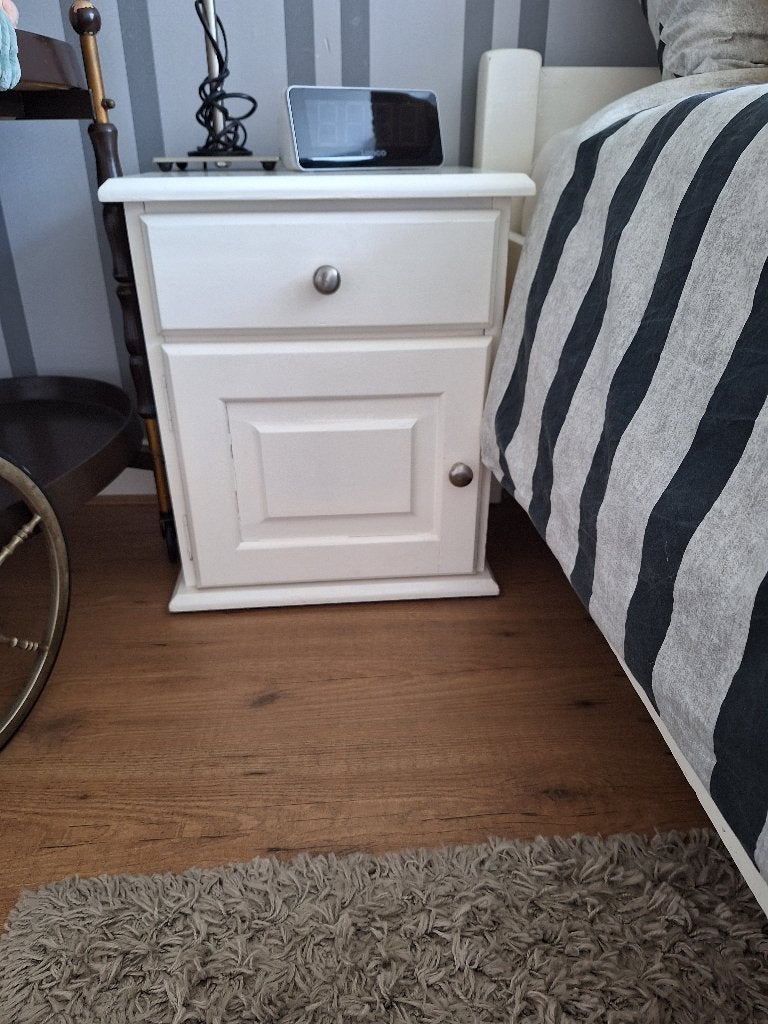 Twee persoonsbed, Huis en Inrichting, Slaapkamer | Bedden, Ophalen, Gebruikt, Wit, Tweepersoons