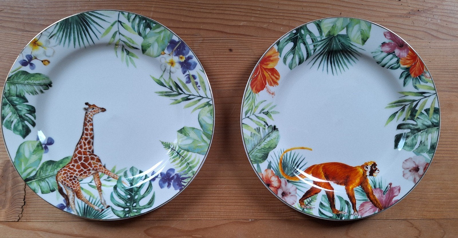 2 ontbijtbordjes met dierenprint, Ophalen, Zo goed als nieuw, Bord(en), Overige stijlen