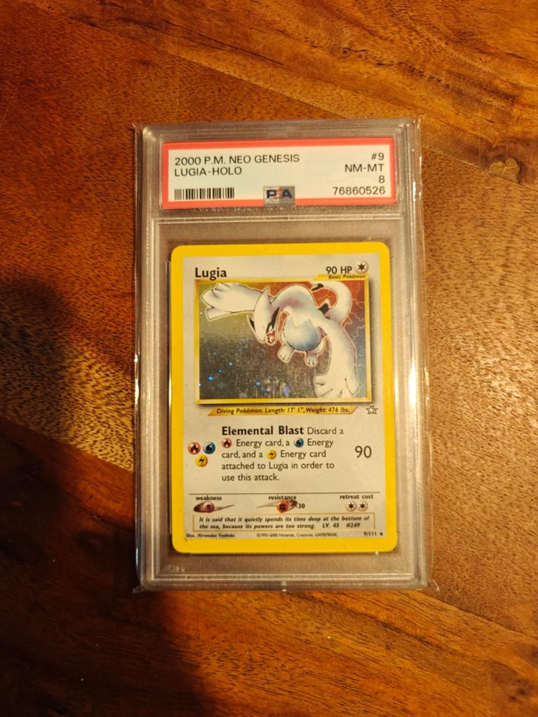 Lugia 9 Neo Genesis PSA 8, Hobby en Vrije tijd, Verzamelkaartspellen | Pokémon, Zo goed als nieuw, Losse kaart, Foil, Ophalen of Verzenden