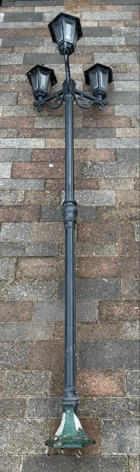 Lantaarnpaal met drie lampen, Overige merken, Gebruikt, Zwart, E27 (groot)