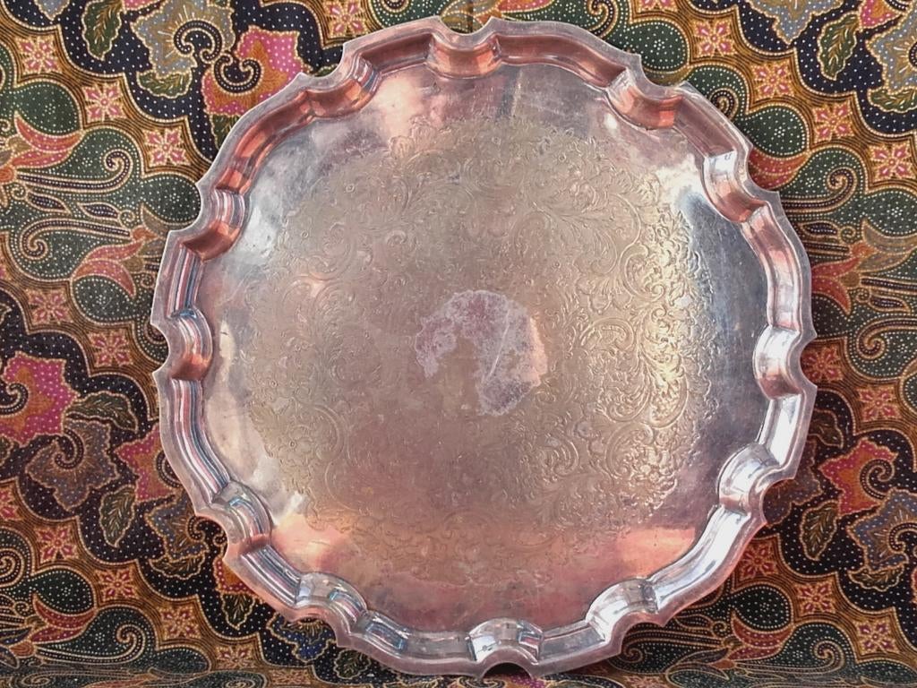 Mooi antiek silverplate dienblad uit Engeland 35,7 cm., Ophalen of Verzenden