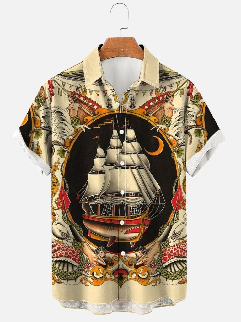 Boot overhemd (heren mannen schipper schip shirt hawaii), Verzenden, Nieuw, Overige halswijdtes