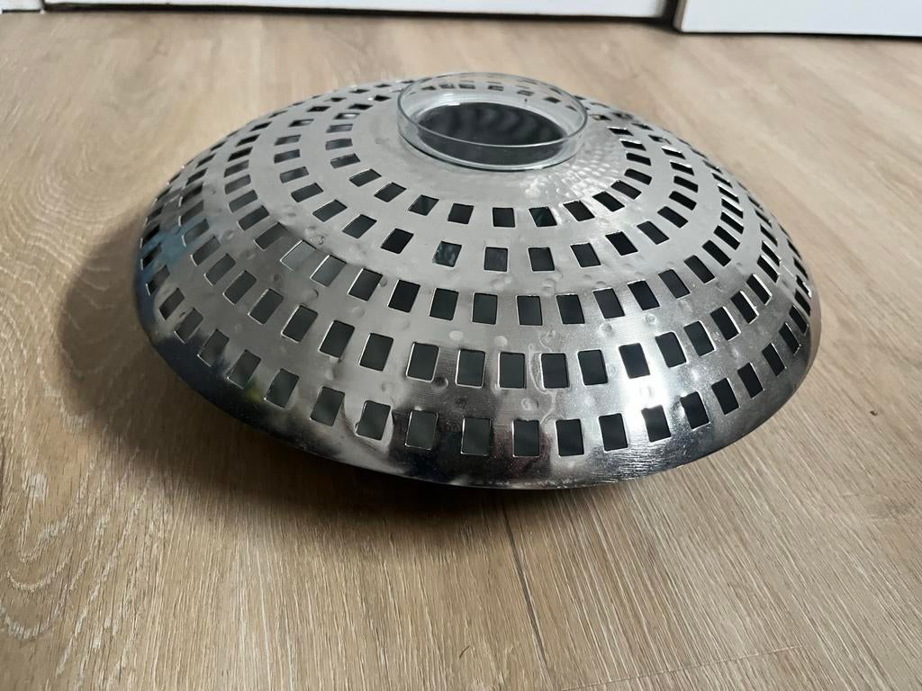 Windlicht Lambert - Design - Zilver metaal en glas, Ophalen of Verzenden, Zo goed als nieuw, Metaal, Kandelaar