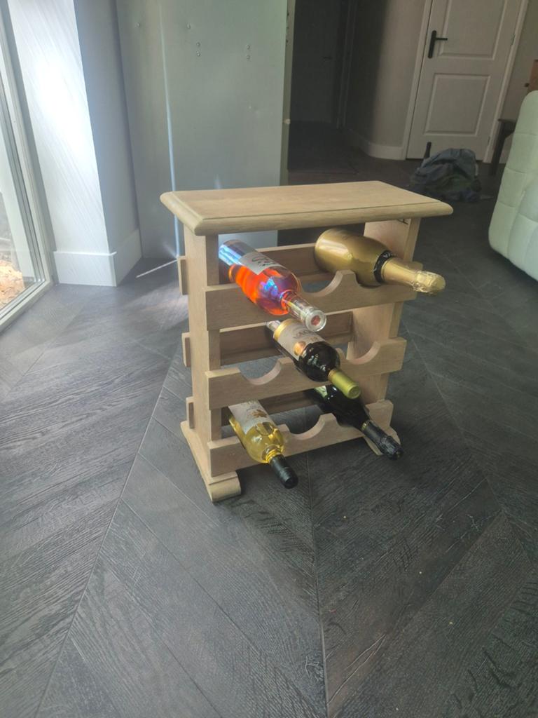 Mooi houten wijnrek / wijnmeubel 9 flessen – met bovenblad, 5 tot 15 flessen, Ophalen of Verzenden, Zo goed als nieuw, Minder dan 50 cm