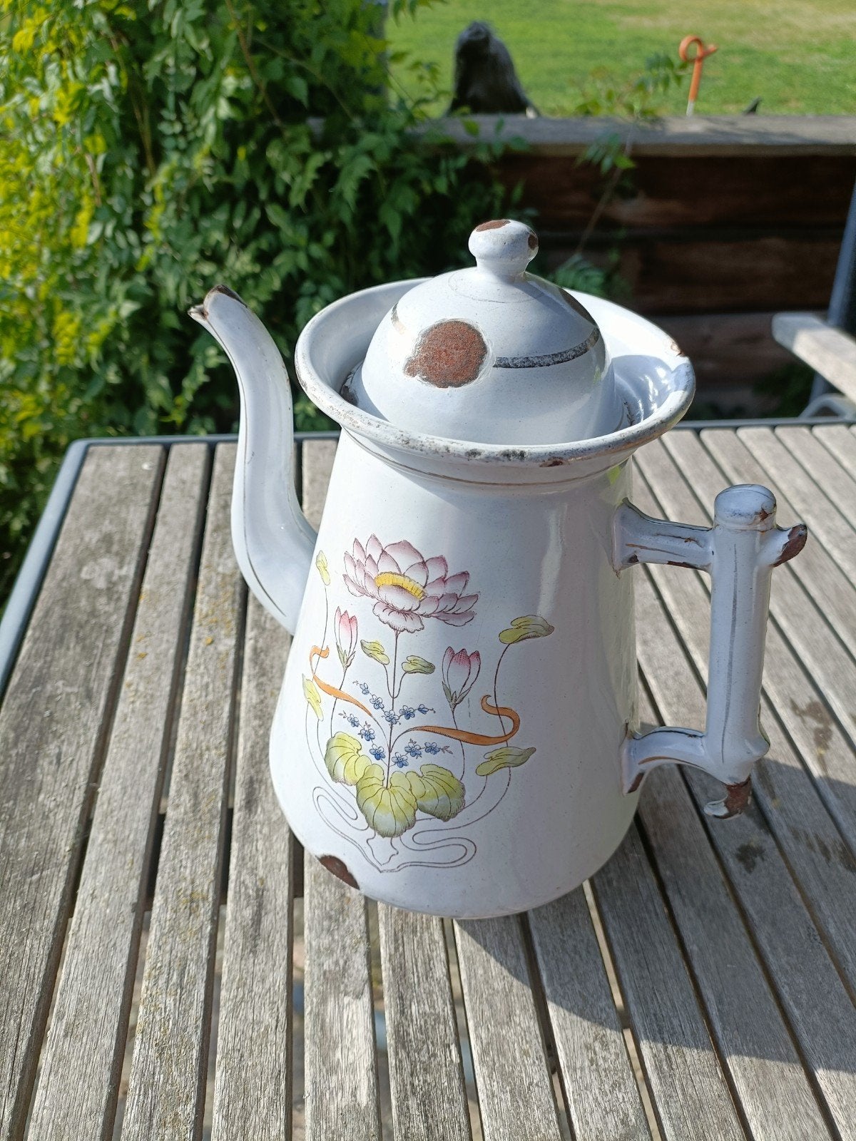 Prachtige brocante koffiekan, Ophalen