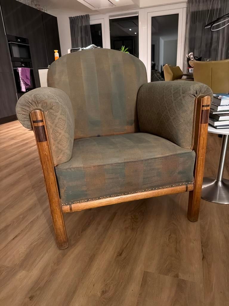 Jacob Schuitema fauteuil model August, Ophalen, Gebruikt, Hout, 75 tot 100 cm