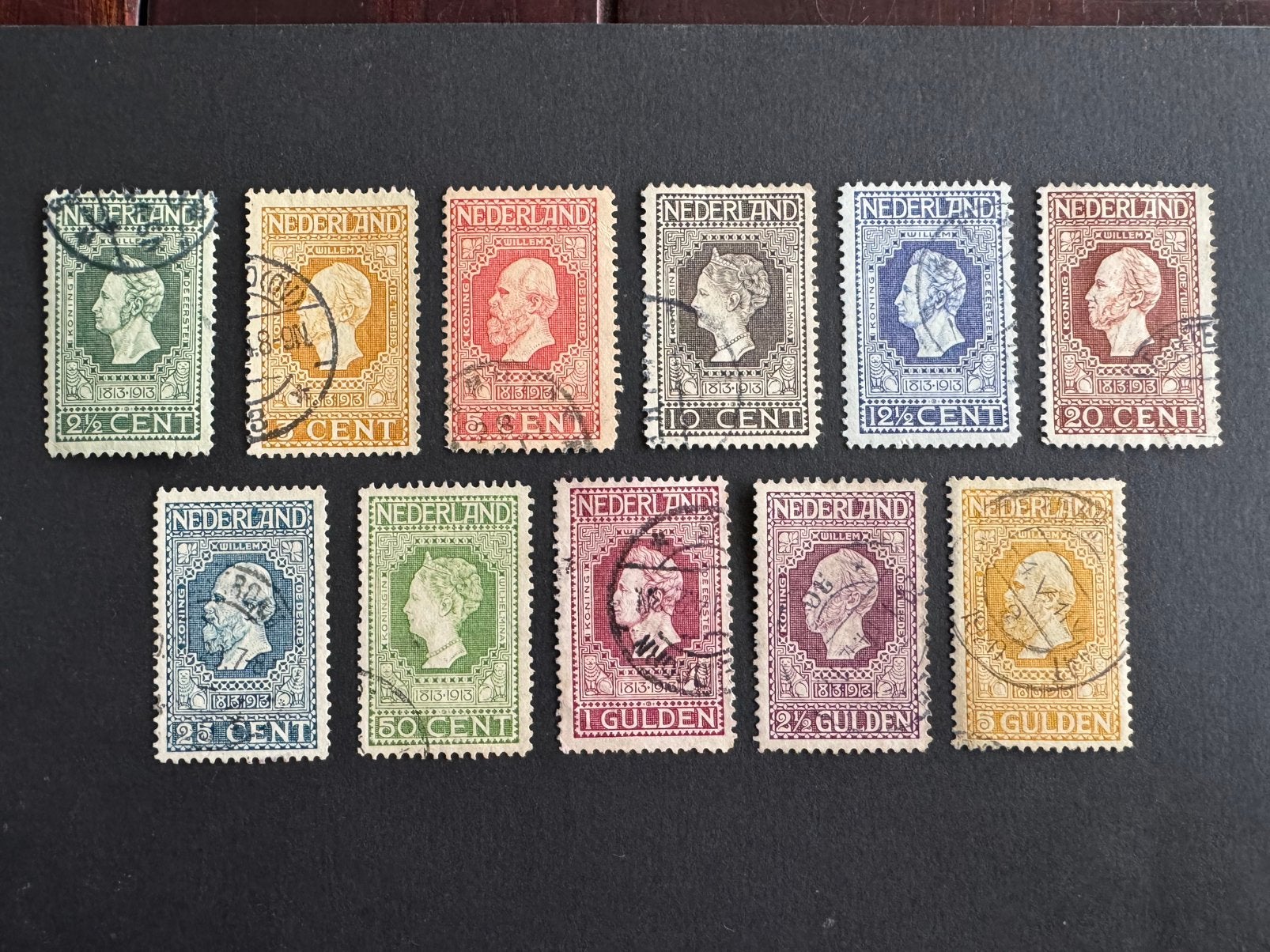 1913 Jubileumzegel 100 jr onafh NVPH nr 90-100 gestempeld, Postzegels en Munten, Verzenden, T/m 1940, Gestempeld