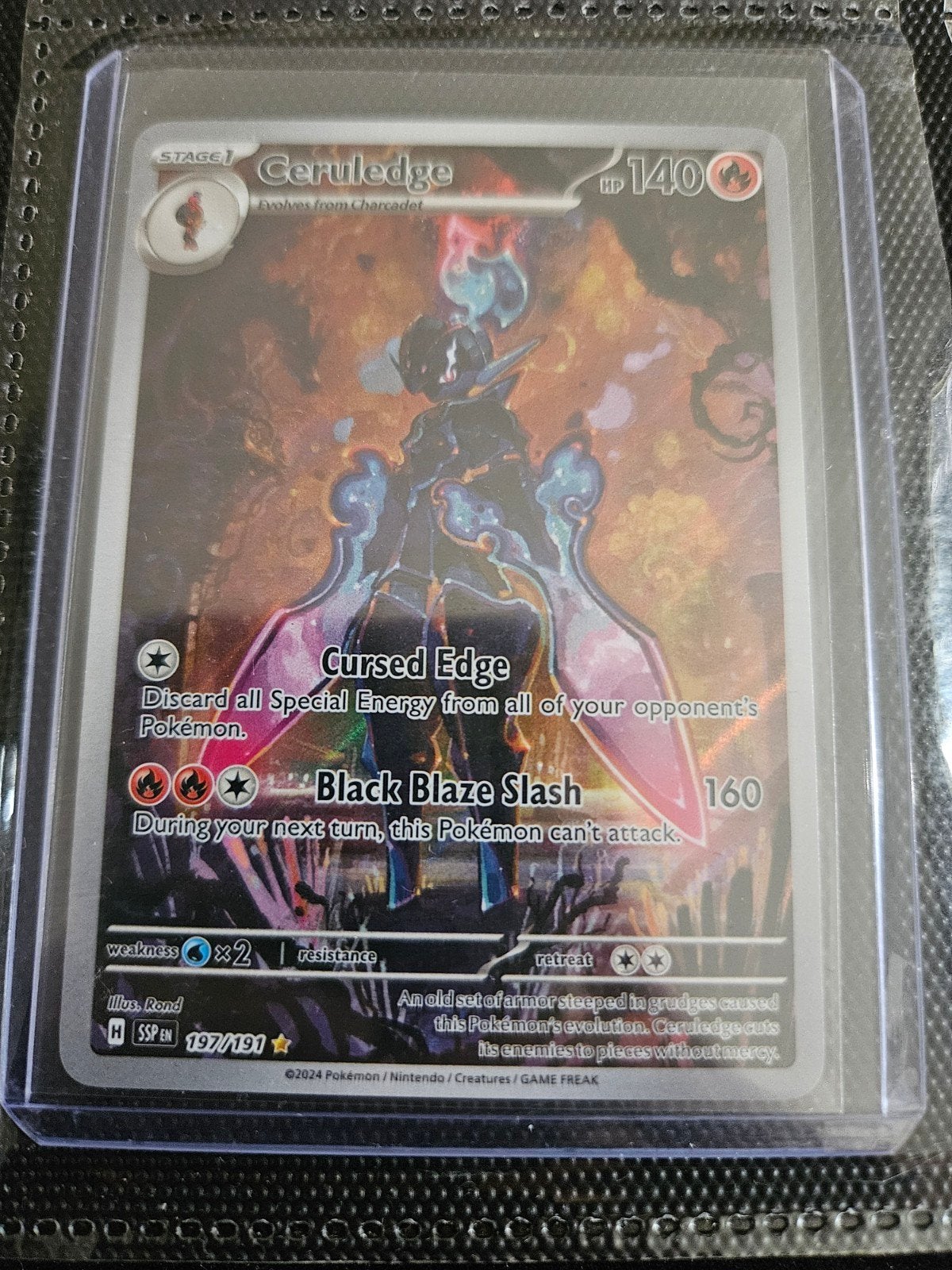 Pokemon Ceruledge 197/191 Surging Sparks, Ophalen of Verzenden, Zo goed als nieuw, Losse kaart, Foil