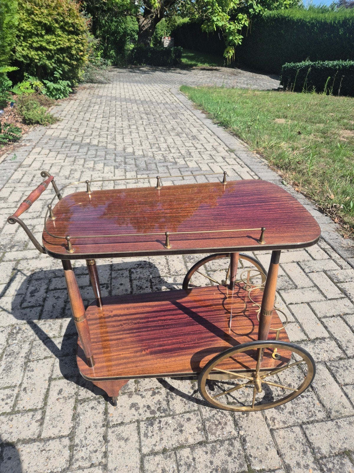vintage mahonie italiaanse serveerkar jaren 50/60 drankkar, Ophalen of Verzenden