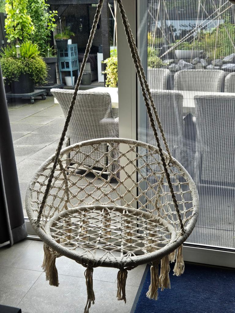 Hangstoel van gevlochten katoen met ophanghaken, Ophalen, Nieuw