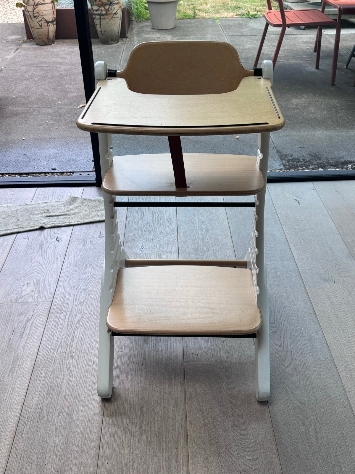 2x Dapper meegroeistoel- Wit/Hout met enkele accessoires, Ophalen, Gebruikt, Meegroeistoel, Aanschuifbaar