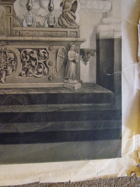 Schiedam. Altaar van den H. Jozef in de kerk v.d. H. Joannes, 1800 - 1899, Religie, Blanco verso, Lithografie
