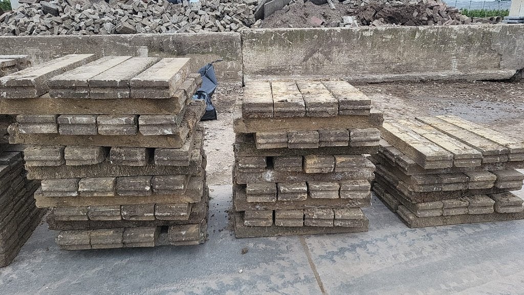 Gebruikte opsluitbanden 10x20x100cm grijs, Tuin en Terras, Bielzen en Borders, Gebruikt, Biels, Beton, Minder dan 25 cm, 100 tot 200 cm