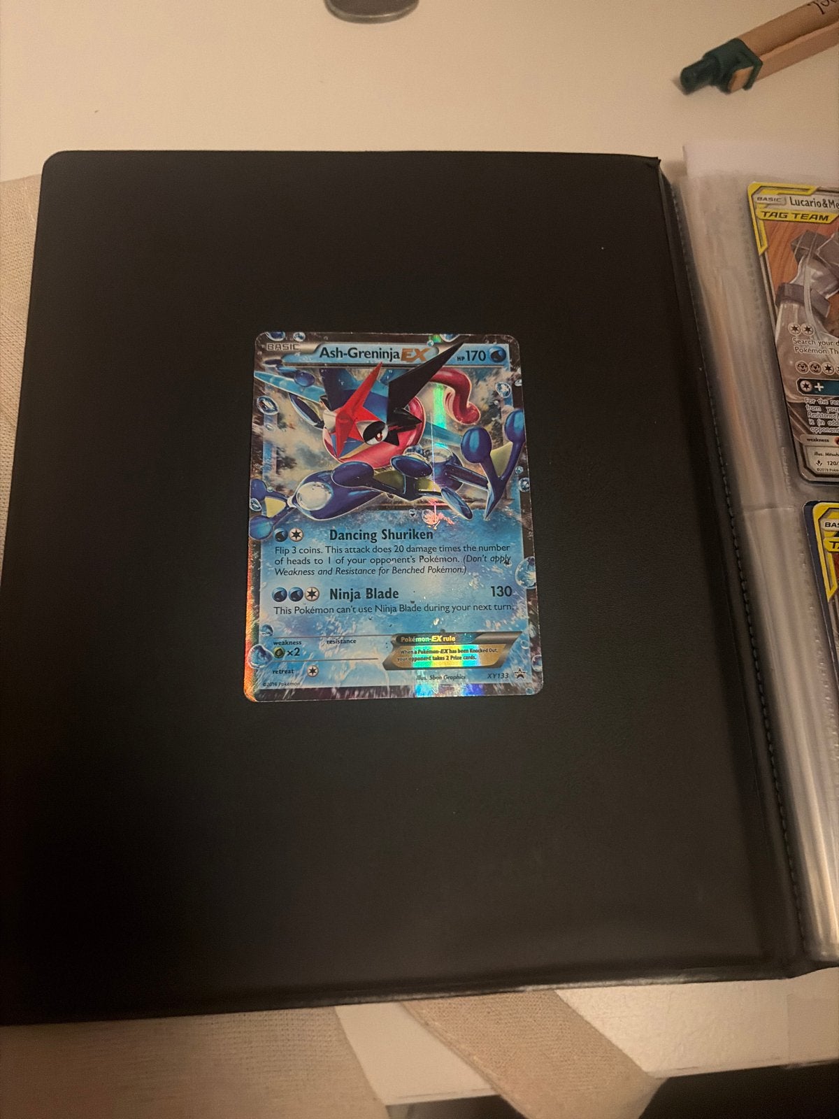 Ash-Greninja EX Pokémon kaart - Licht beschadigd, Ophalen of Verzenden, Gebruikt, Losse kaart, Foil