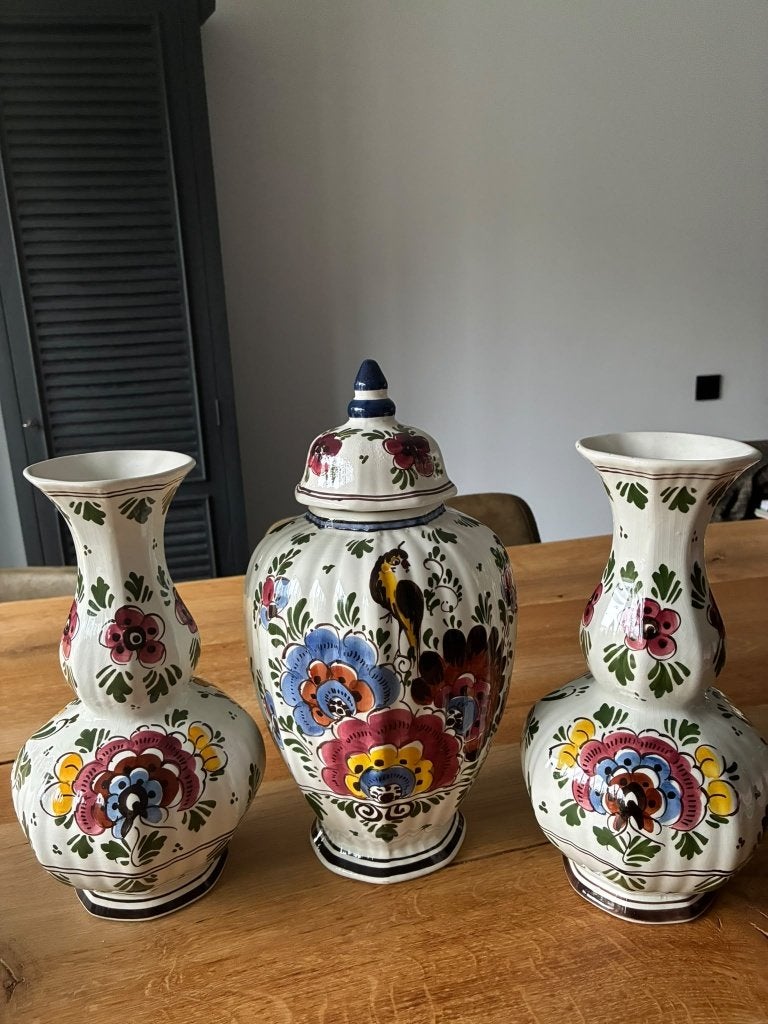Vintage Set van 3 handbeschilderde vazen, Ophalen