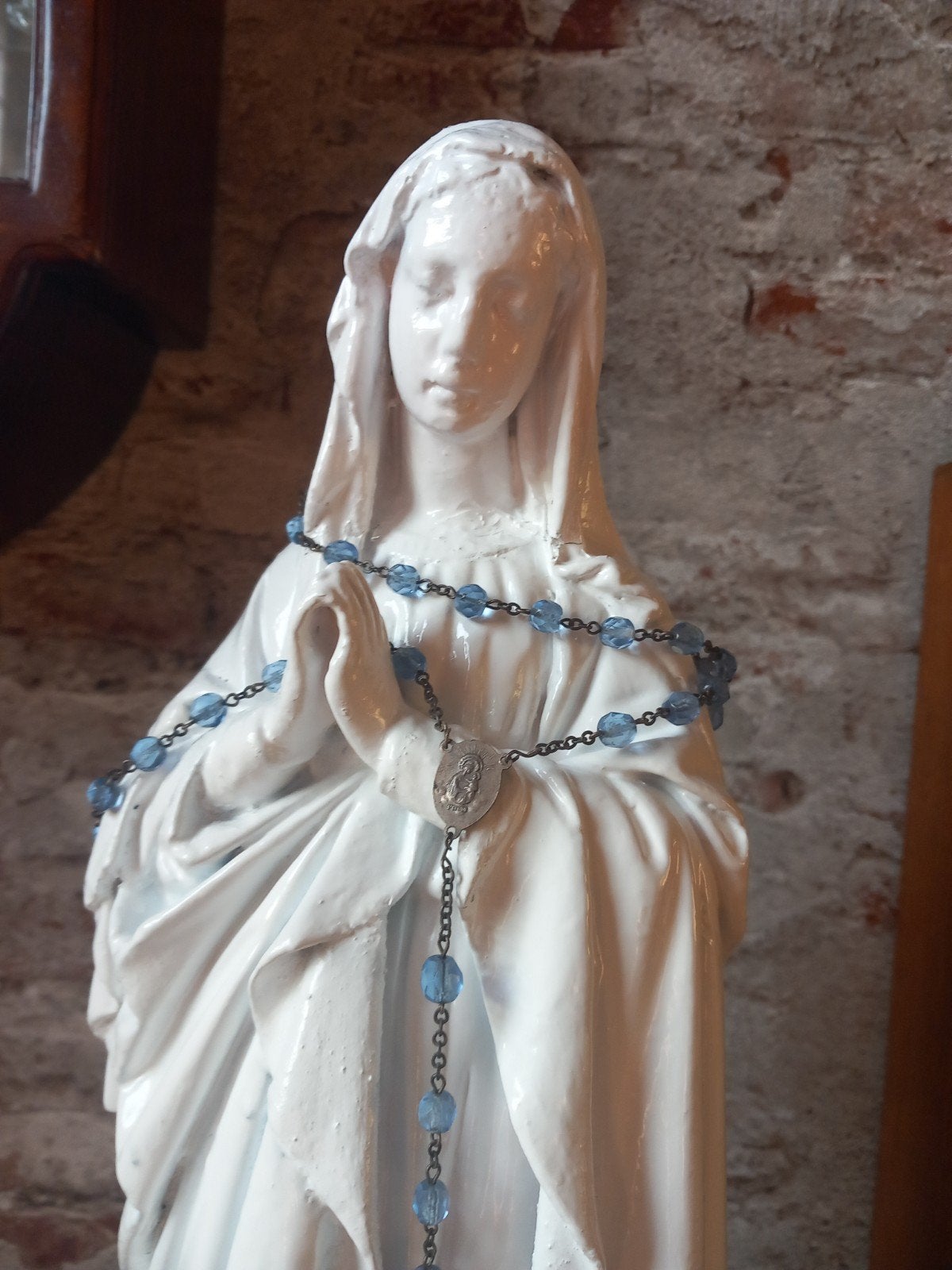 antiek  Mariabeeld  van gips, Ophalen of Verzenden