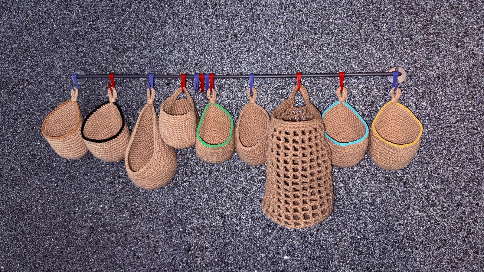 Handgemaakte jute hangmandjes in diverse modellen te maken, Overige materialen, Mand, Rond, Nieuw
