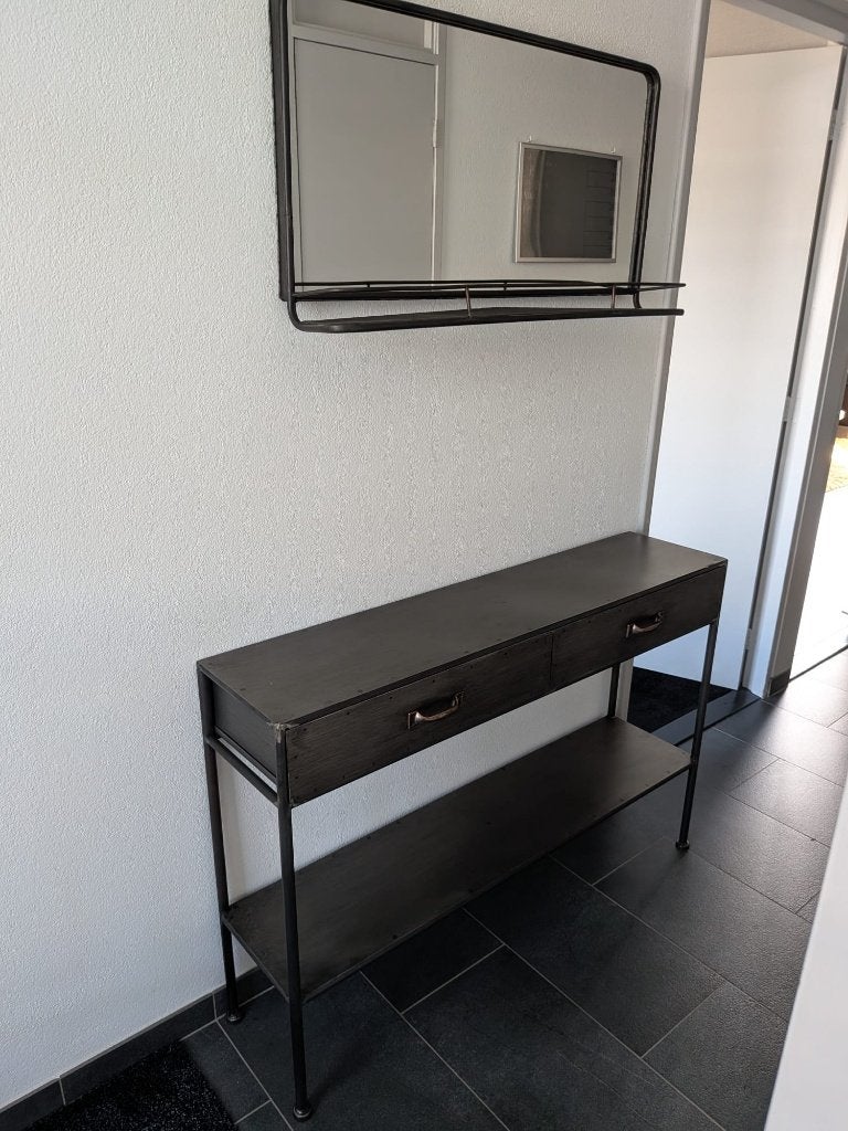 Dressoir met spiegel, 120x28x80 cm, Ophalen, 100 tot 150 cm, Zo goed als nieuw, Met lade(s)