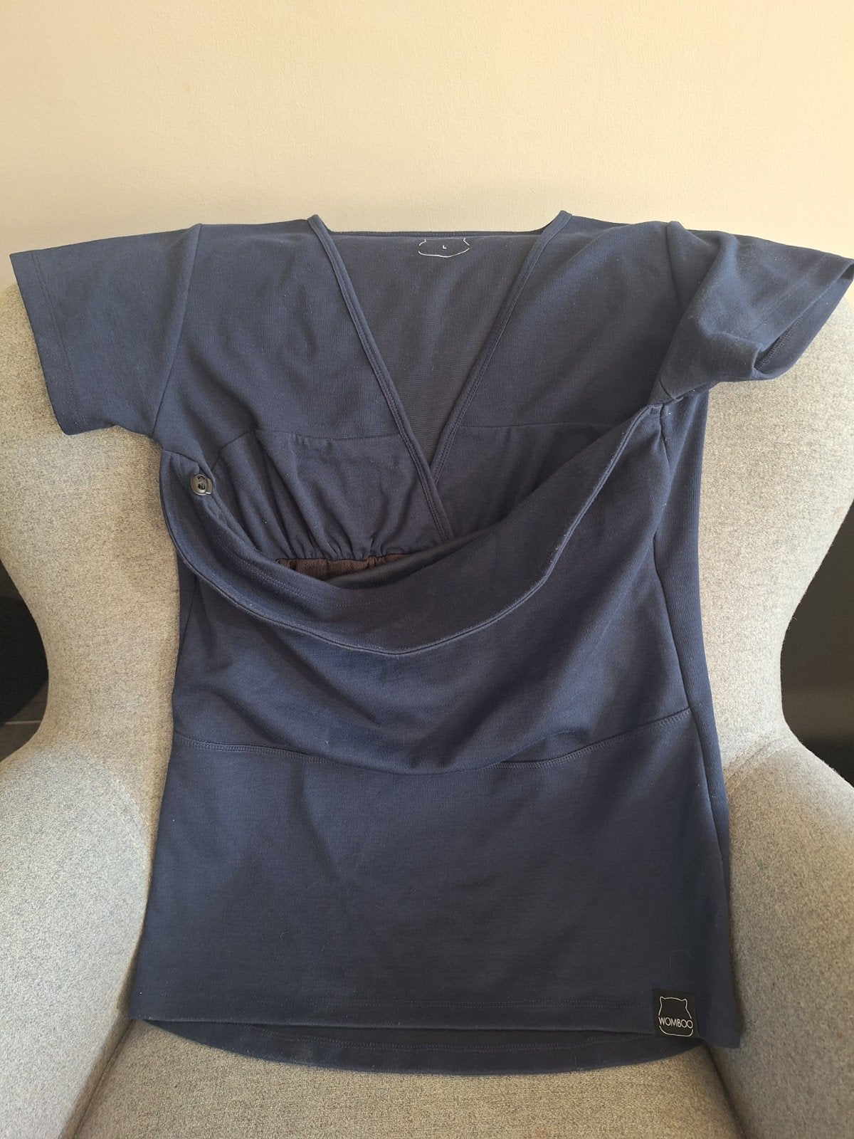 Donkerblauw buidel shirt maat L, Blauw, Maat 42/44 (L), Zo goed als nieuw, Hombos