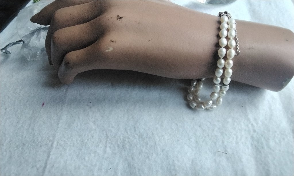 Prachtige Armband Authentieke Parels zilveren Luxe Slot, Ophalen of Verzenden, Zo goed als nieuw, Zilver, Zilver
