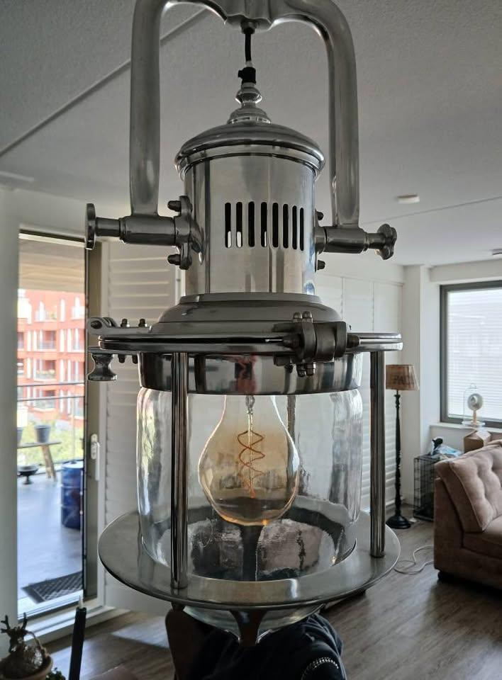 Riviera Maison Boathouse hanglamp zilver, Ophalen, Zo goed als nieuw, Glas, Minder dan 50 cm