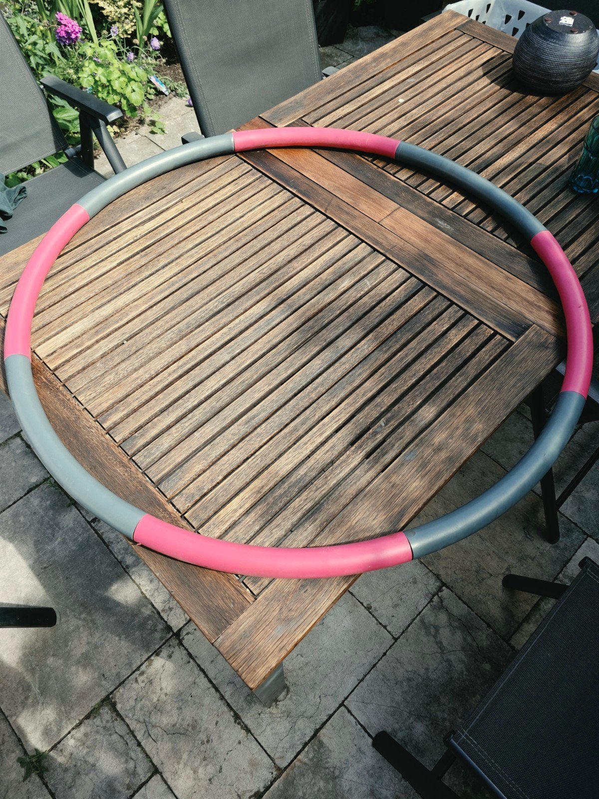 Fitness hoelahoep met gewicht - Roze/Grijs, Ophalen, Met gewicht, Gebruikt, Fitness hoelahoep