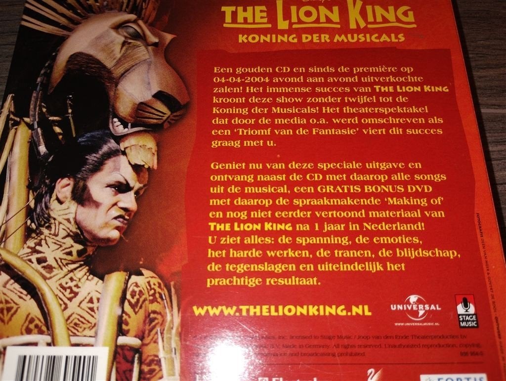 The Lion King - Het Nederlandse Cast Album [CD + DVD], Cd's en Dvd's, Cd's | Filmmuziek en Soundtracks, Ophalen of Verzenden, Zo goed als nieuw
