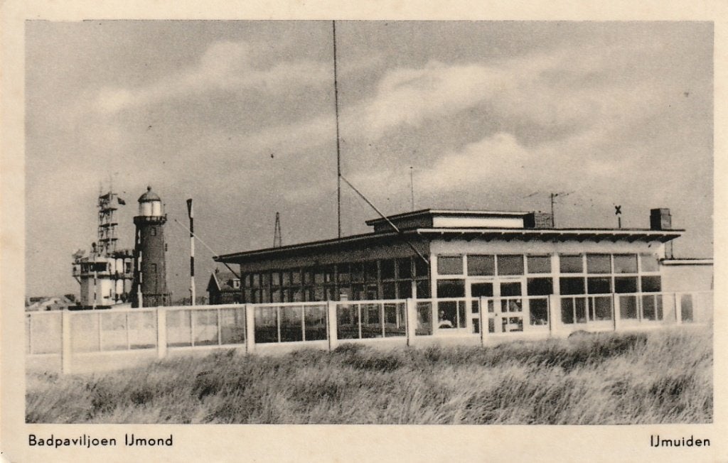 IJmuiden bij beverwijk badpaviljoen IJmond, Ophalen of Verzenden, 1940 tot 1960, Ongelopen, Noord-Holland