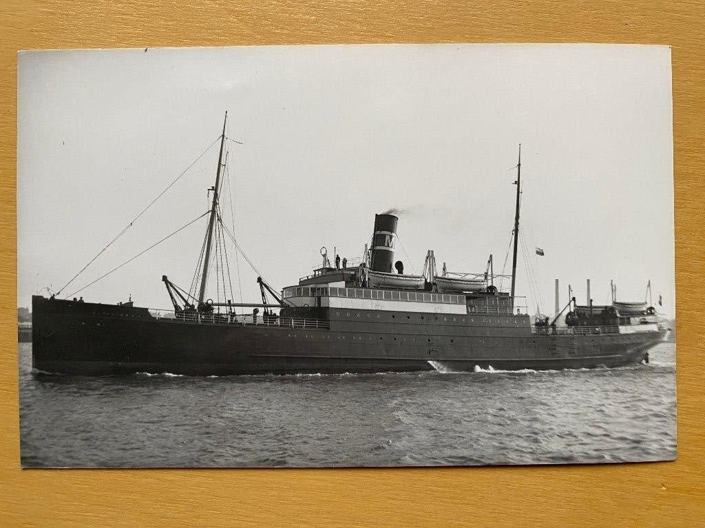 foto ss Batavier V (II) 1921-1941 Wm Müller & Co scheepvaart, Ophalen of Verzenden, Gebruikt, Motorboot, Kaart, Foto of Prent