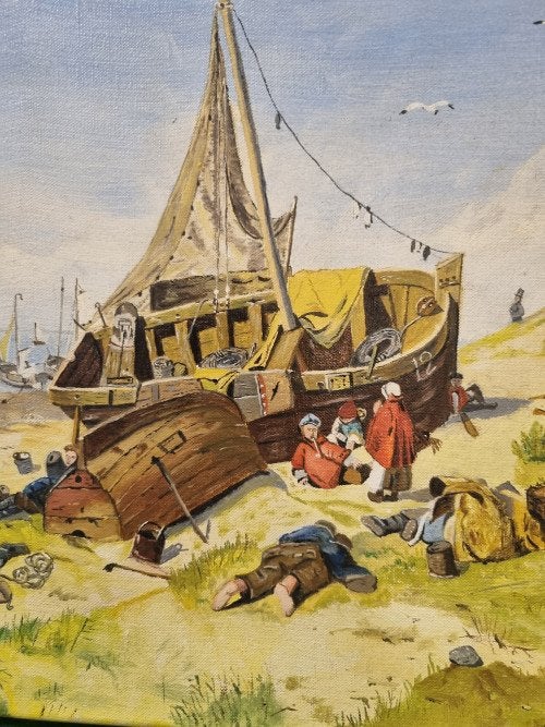Schilderij boot visserij m.laporte, Ophalen of Verzenden, 'T Olde Gre-j, Info@toldegrej.nl, Endepoelstraat 20f Didam