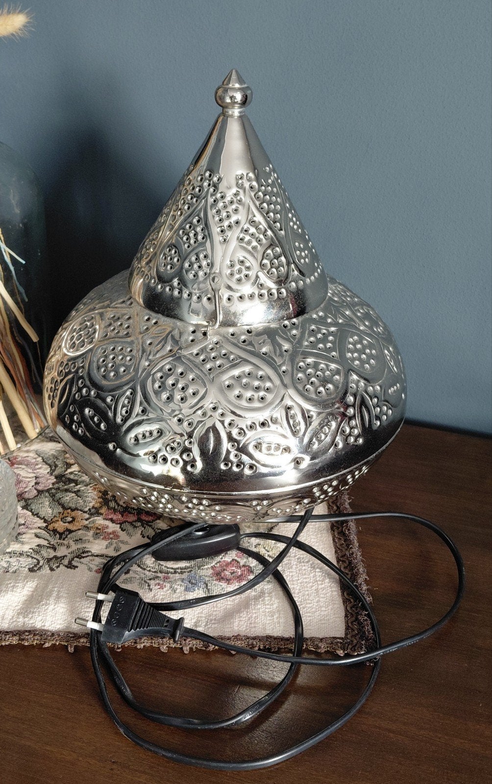 Oosterse tafellamp., Ophalen, Overige stijlen, Metaal, Zilver