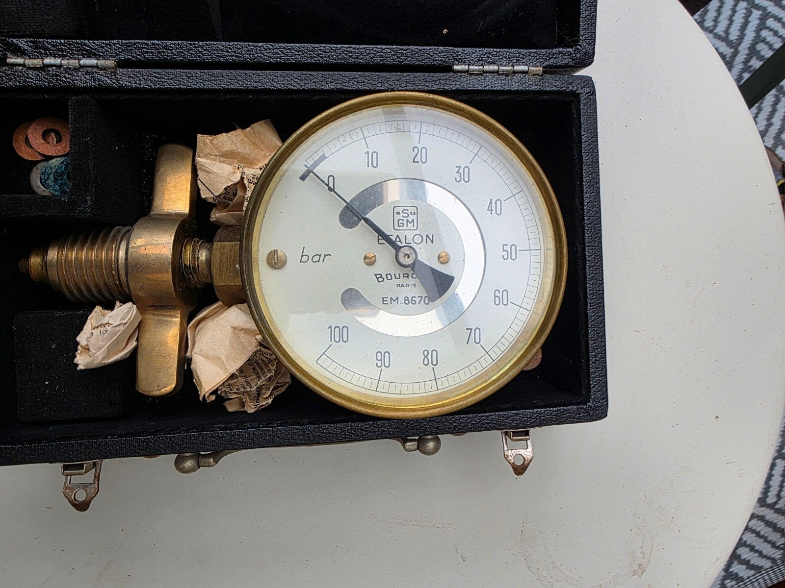 Vintage Bourdon Manometer in Koffer - Société Générale, Ophalen