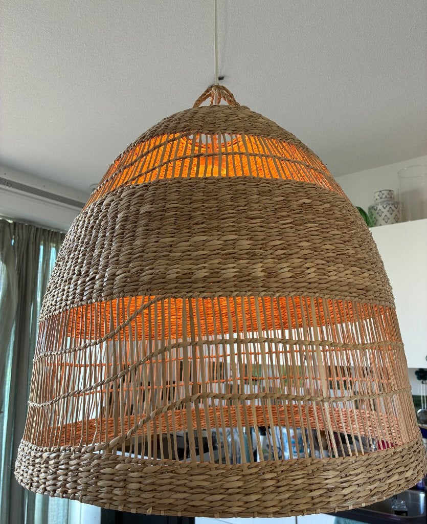 Ikea rieten Bohemian Hanglamp groot Torared, Ophalen, Zo goed als nieuw, Natuurlijk materiaal
