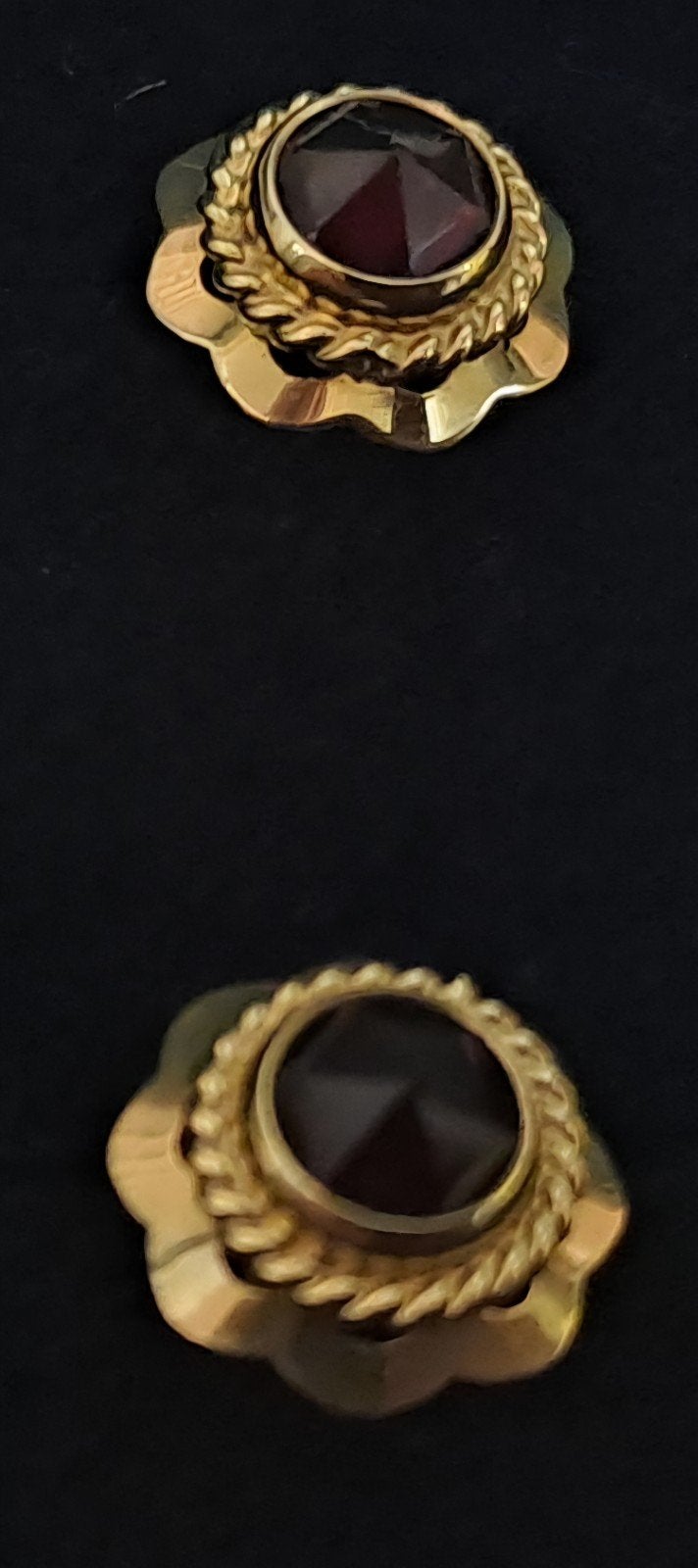 Gouden Oorknoppen met Facet geslepen Rode Granaat (14 Karaat, Gebruikt, Verzenden, Met edelsteen, Knopjes of Stekers