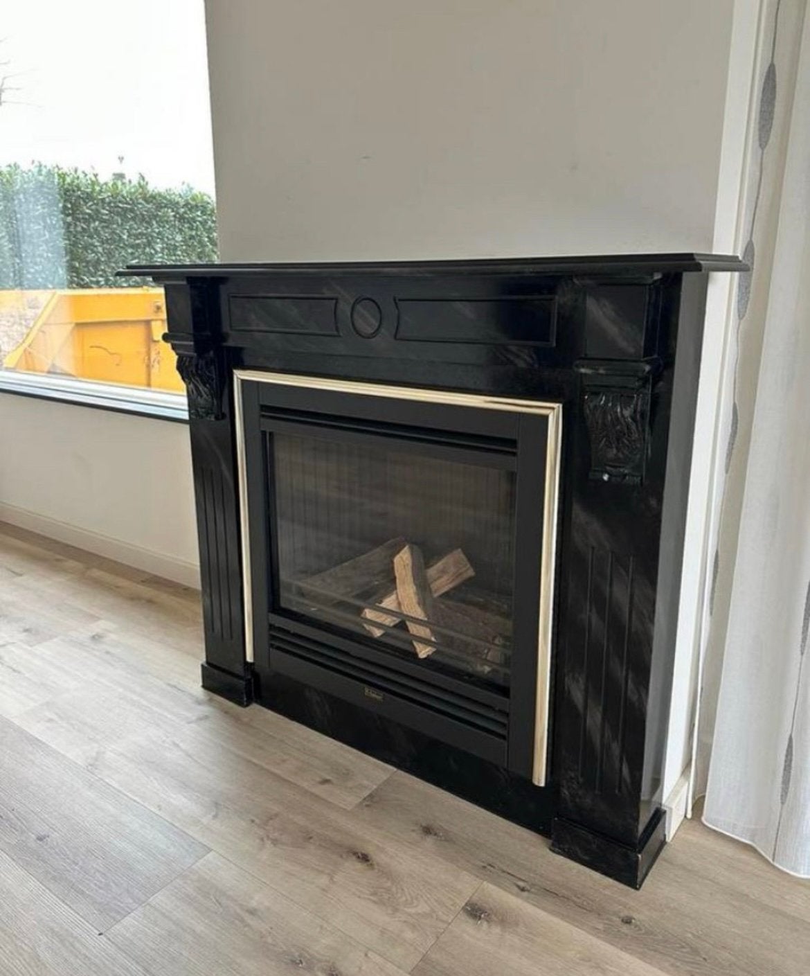 Decoratieve schouw zonder haard - Zwart marmerlook, Ophalen, Hout, Klassiek, Gebruikt