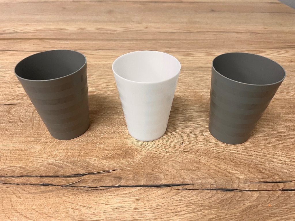 3 Plastic Bekers Wit/Grijs, Overige materialen, Overige typen, Nieuw, Ophalen of Verzenden