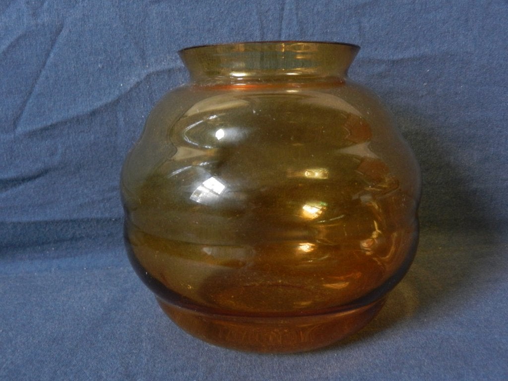 Glazen violen vaas Andries Copier 1923 amber h 11,5 cm chip, Antiek en Kunst, Ophalen of Verzenden