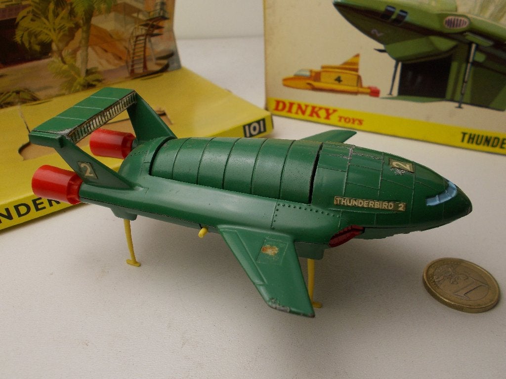1966 Dinky Toys 101 THUNDERBIRDS 2 + BINNEN/BUITEN DOOS!, Ophalen of Verzenden, Zo goed als nieuw, Auto, Dinky Toys