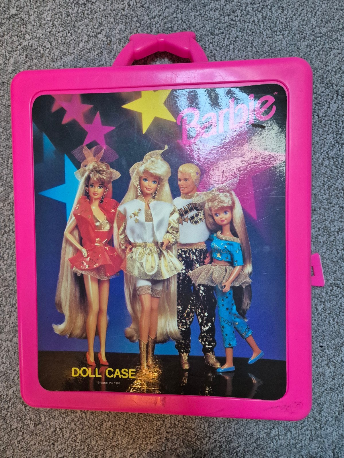 Vintage Barbie Poppenkoffer - Roze (haakje defect), Ophalen of Verzenden, Gebruikt, Barbie