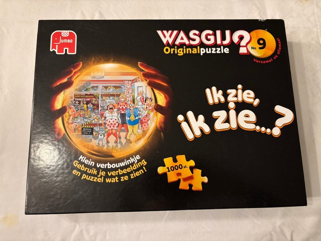 Jumbo wasgij original 9 klein verbouwinkje puzzel 1000 st!, Ophalen of Verzenden, 500 t/m 1500 stukjes, Zo goed als nieuw, Legpuzzel