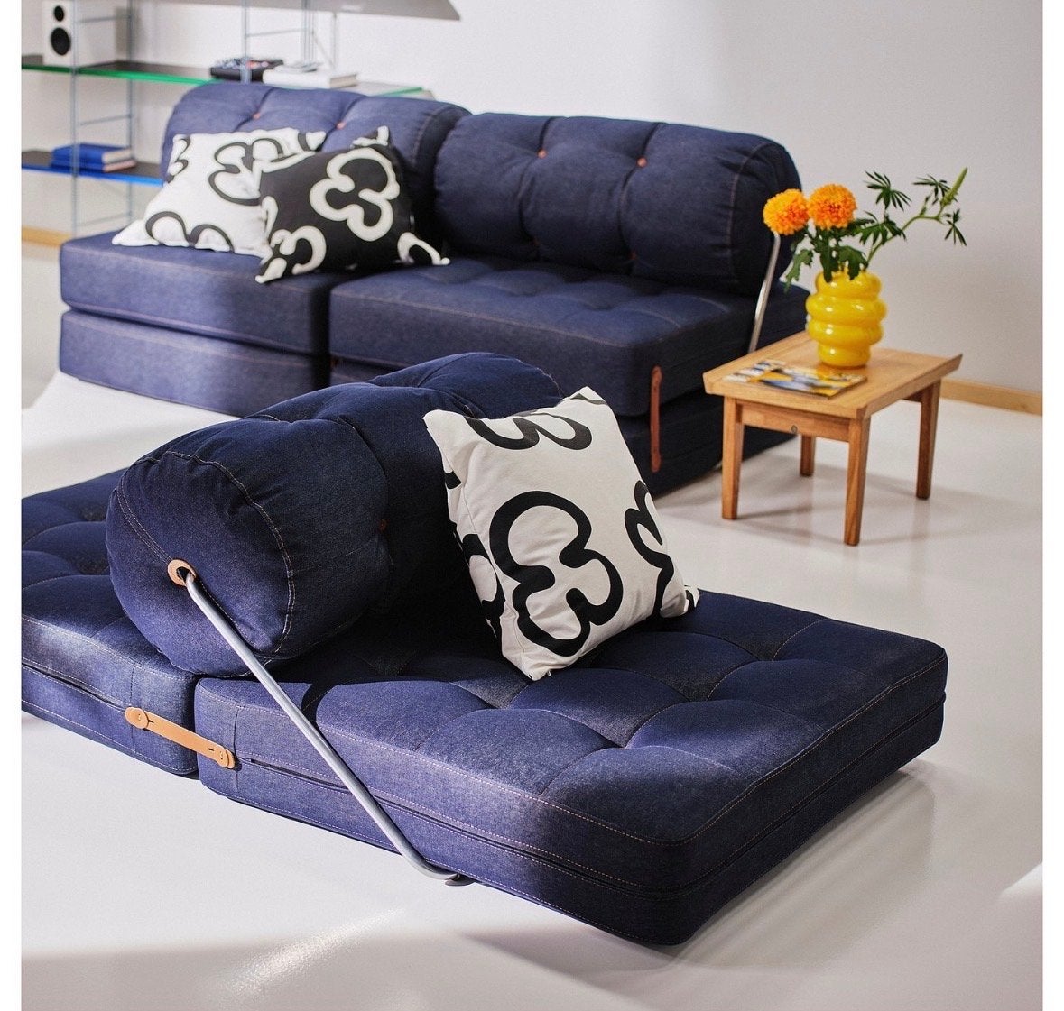 IKEA VÅRKUMLA slaapstoel, VÄNSTA blauw, Ophalen, 90 cm, Eenpersoons, Blauw