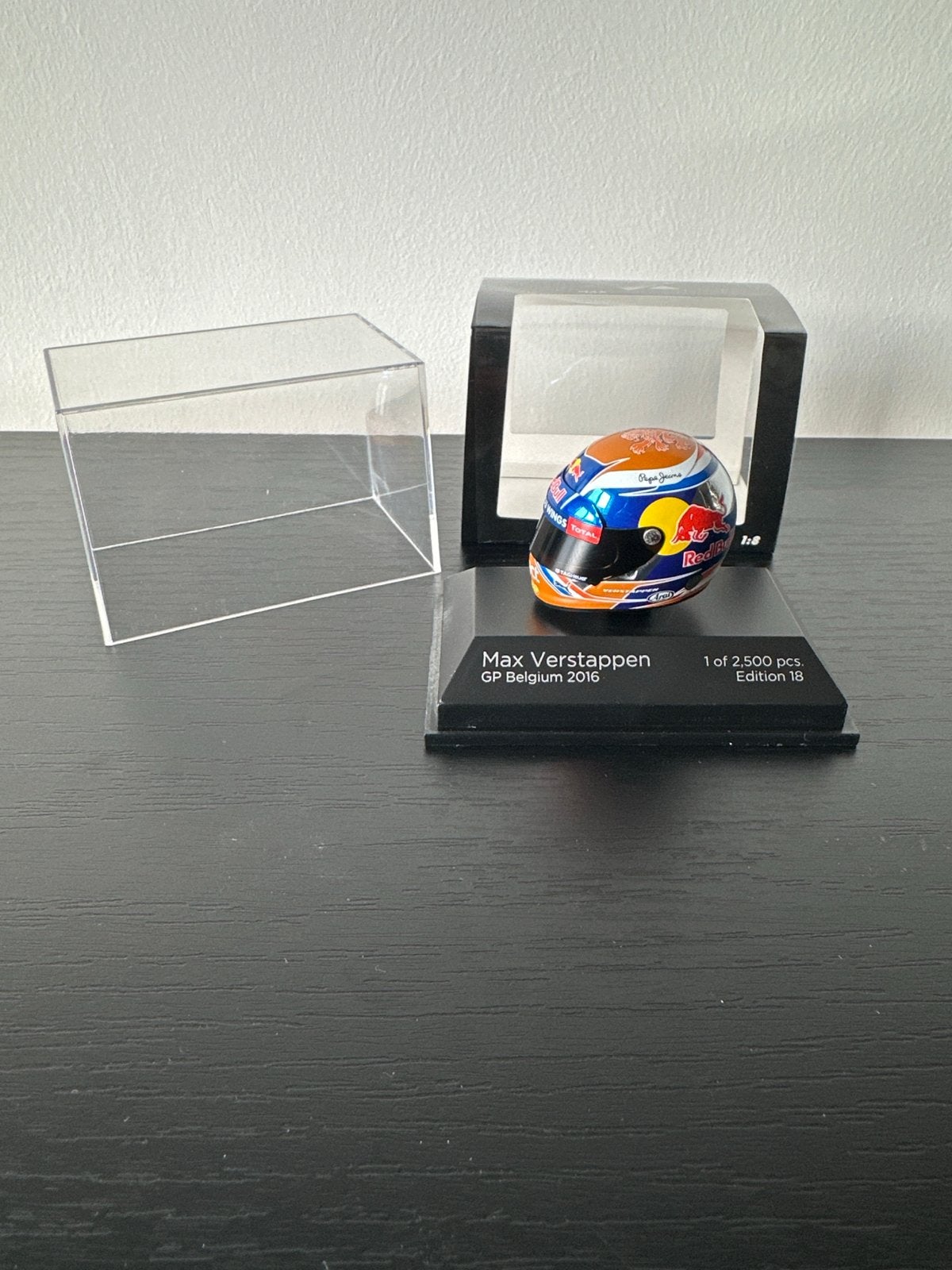 Max Verstappen helm 1:8 GP België 2016 Minichamps, Verzamelen, Ophalen of Verzenden, Nieuw, Formule 1