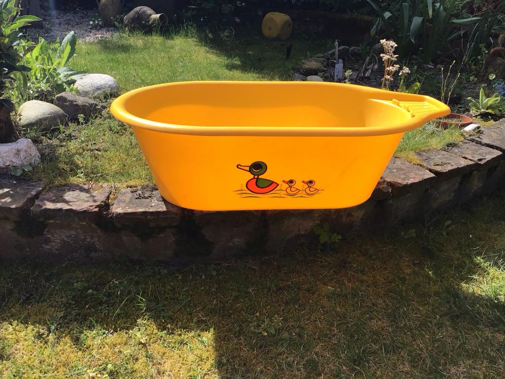 Vintage geel babybadje met eendjes.., Antiek en Kunst, Ophalen of Verzenden