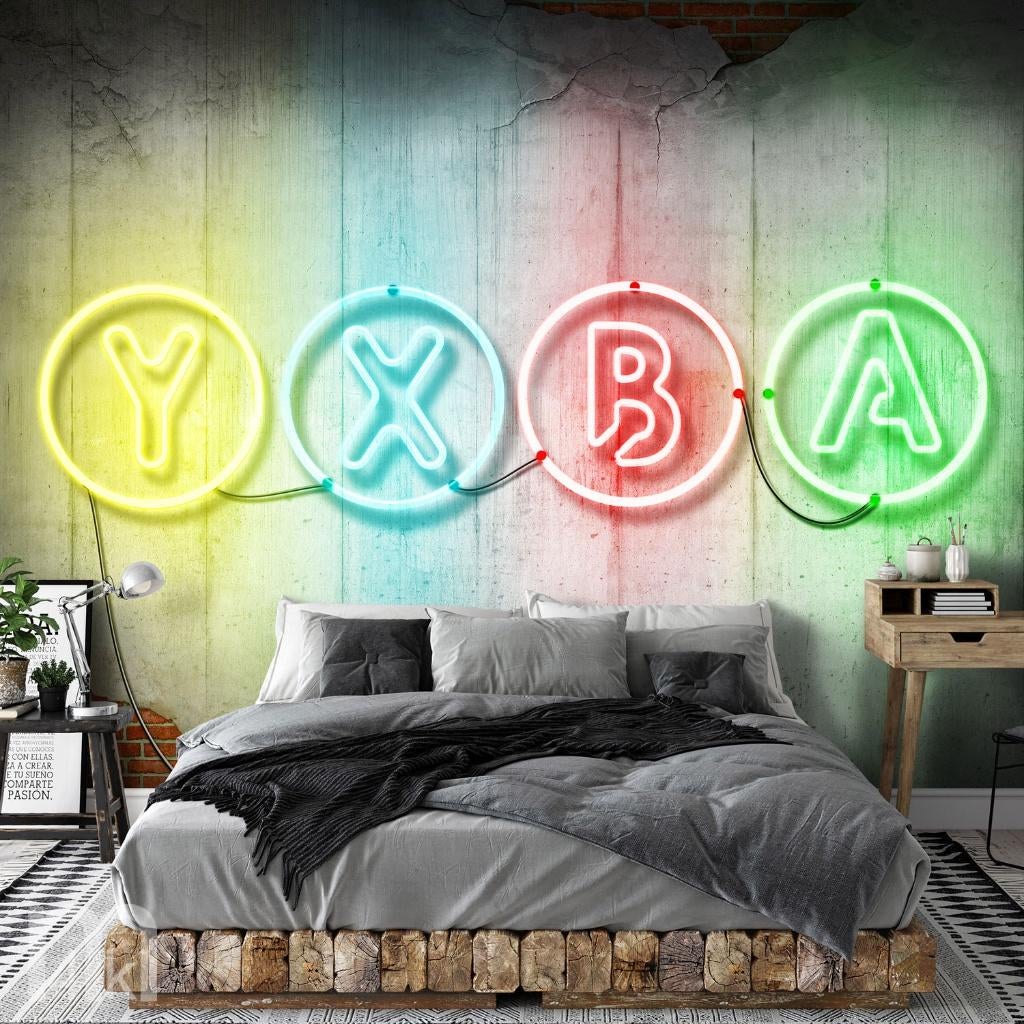 Game behang Neon Controller Buttons, gamebehang, gamekamer, Verzenden, Nieuw