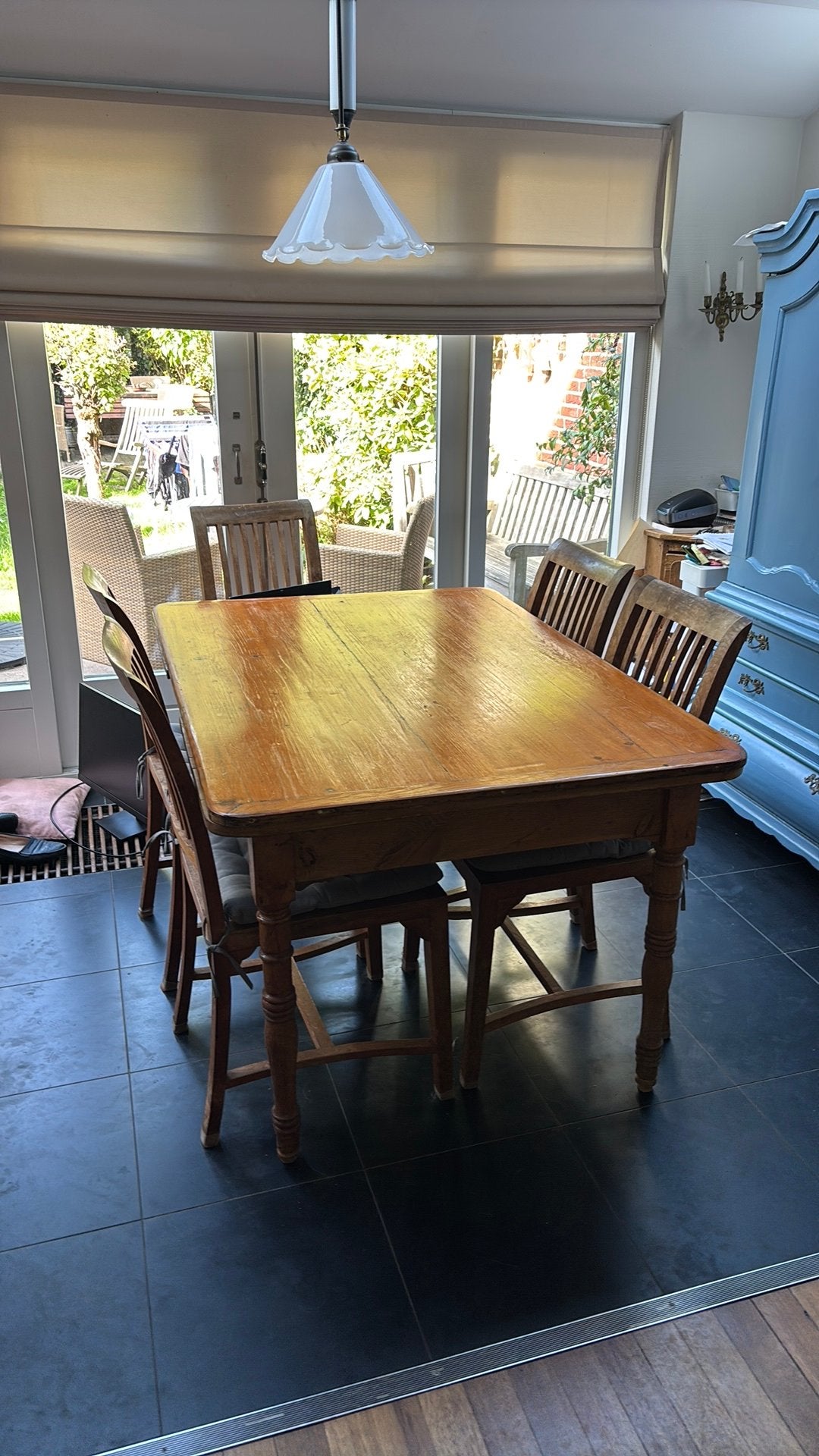 Eet tafel van grenenhout, Ophalen, Gebruikt, 100 tot 150 cm, 50 tot 100 cm