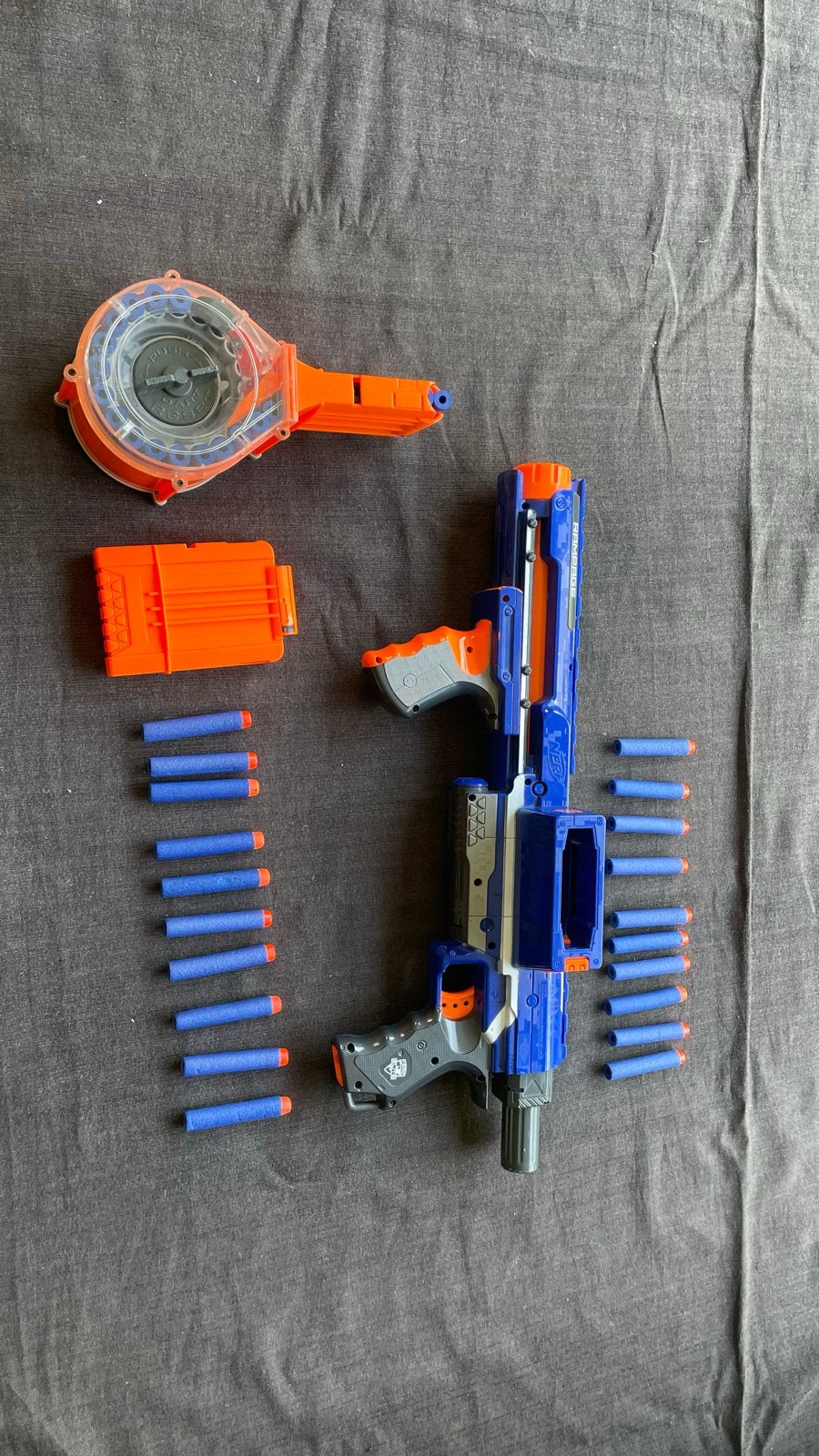 Nerf N-Strike Elite Rampage met 45 kogels en magazijnen, Ophalen of Verzenden, Gebruikt