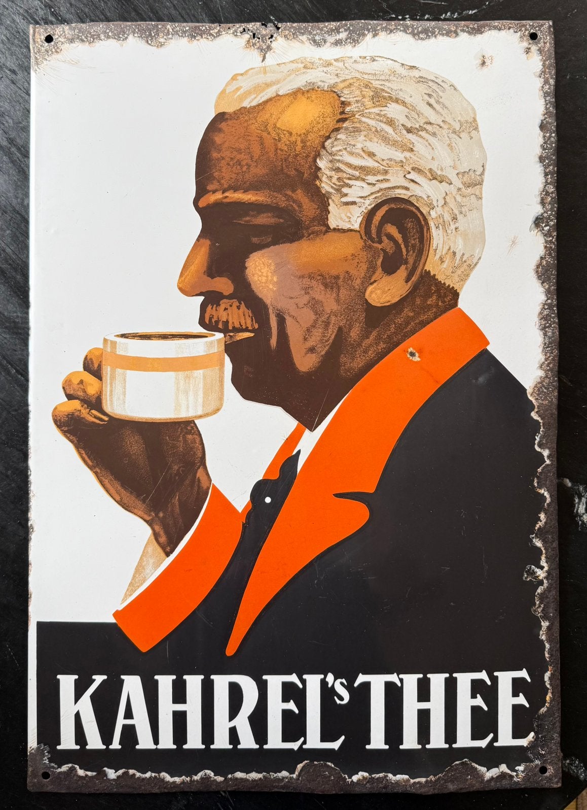 Emaille Reclamebord Kahrel’s Thee, Ophalen of Verzenden, Reclamebord