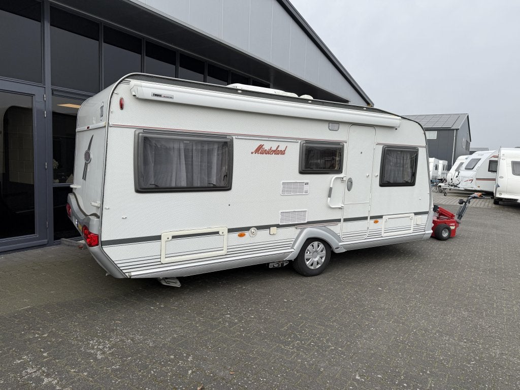 LMC Munsterland 495 E Aparte bedden 205cm Airco Mover Luifel, Caravans en Kamperen, Caravans, Standaardzit, Lengtebed, 4 tot 5 meter
